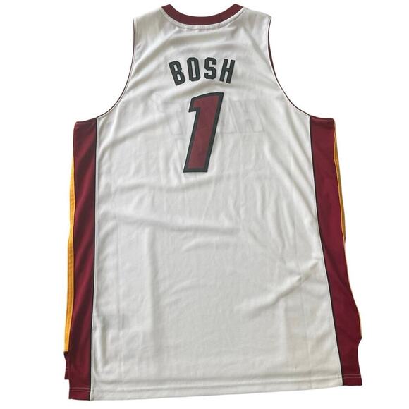 ADIDAS NBA MIAMI HEAT BOSH #1 JERSEY STITCHED WHITE RED SZ XL 2011 BASKETBALL - Picture 10 of 15